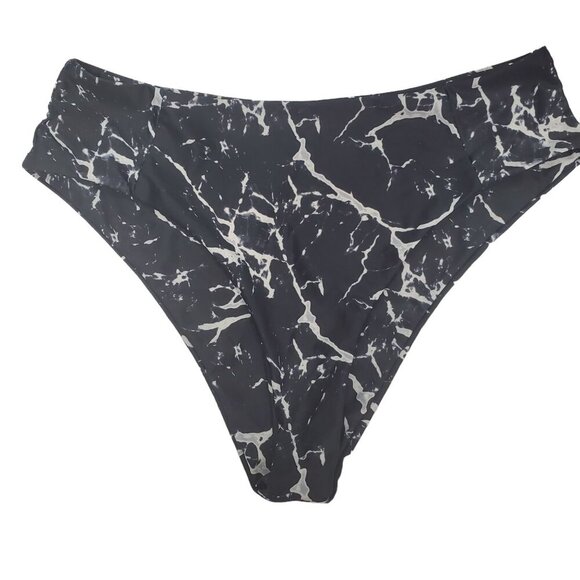Unbranded Other - Unbranded Women's Black White Marbled High Waisted High Cut Leg Bikini Bottom XL